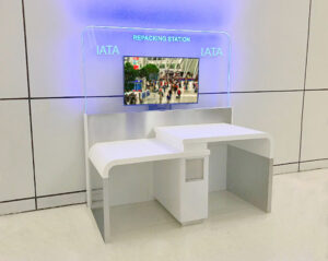 digital repacking station table for airports custom furniture high table